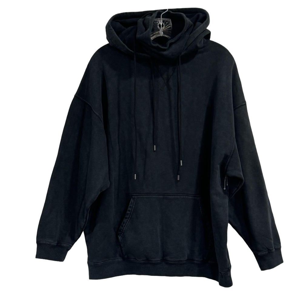 R13 Mask-Up Vintage Fleece Hoodie - In Acid Black - Sz - Medium